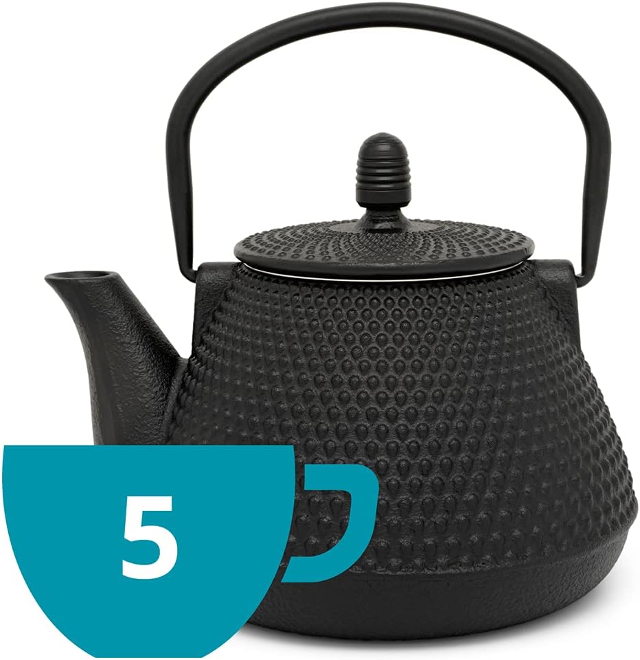 kleine schwarze genoppte gusseiserne Asia Teekanne 0.8 Liter