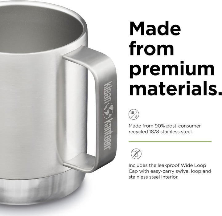 Klean Kanteen Isolierbecher, 340 ml, gebürsteter Edelstahl