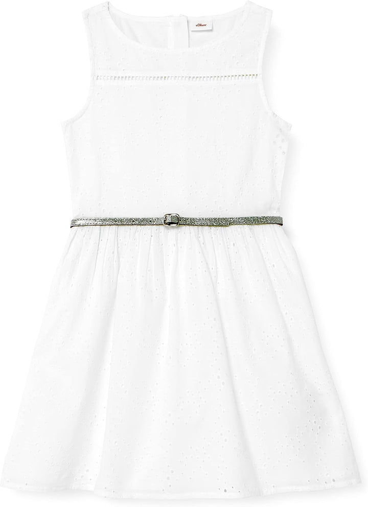 s.Oliver Mädchen Kleid, kurz 152 Weiss #F2f3f4, 152 Weiß #F2f3f4