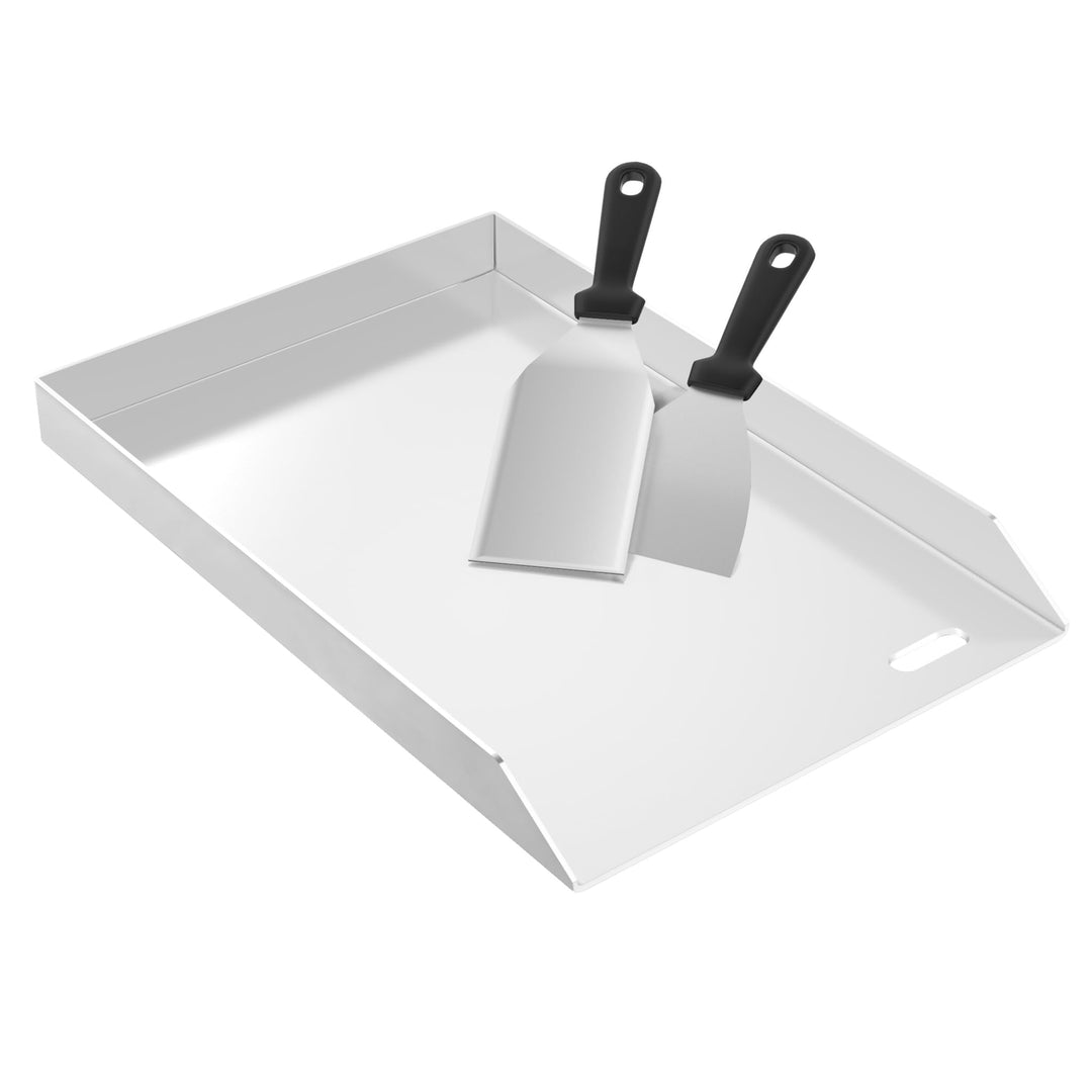 Froadp Edelstahl Grillplatte | 30x45x4cm Universal BBQ Plancha mit Ölrinne | BBQ Plancha für Gas- &