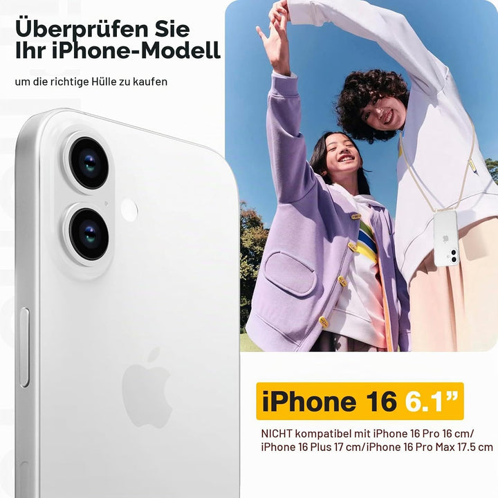 GOODVISH Handykette für iPhone 16 Hülle mit Band (6.1") | Kameraschutz und Bildschirmschutz | | Neck