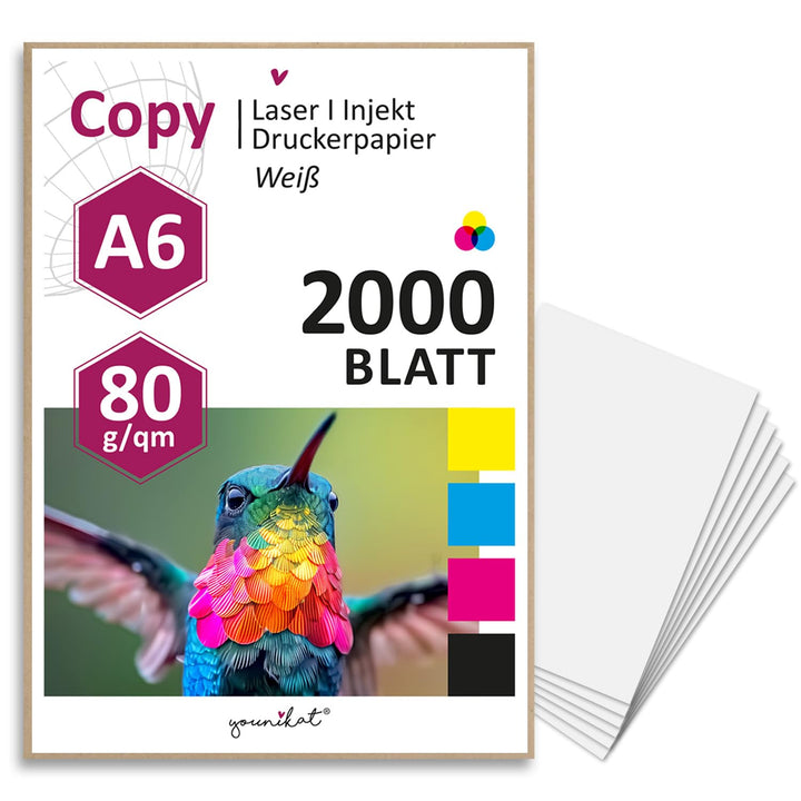 younikat 10000 Blatt blanko 80 g/m² Papier in weiss - Kopierpapier - dv1418 | DIN A6, Blanko Papier