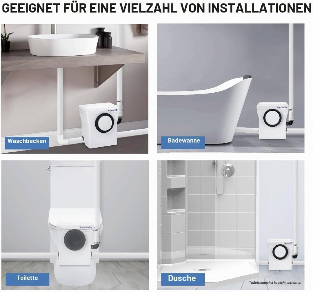 Aquamatix Cubo 400W Hebeanlage 145L/min Abwasserpumpe mit Kohlefilter 3 Eingänge für Toiletten, Wasc