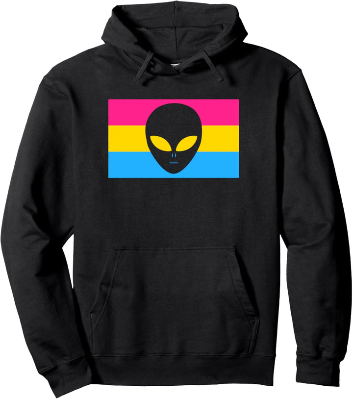Weird Alien Head Trendy Pansexual Pride Flag Stuff Aesthetic Pullover Hoodie