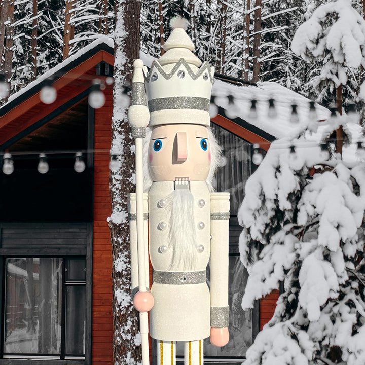 CDL L/4füsse/120cm/4ft/4fuss/120 cm Leben grösse grosse/Riesen Weiss Glitter Weihnachten Holz nusskn