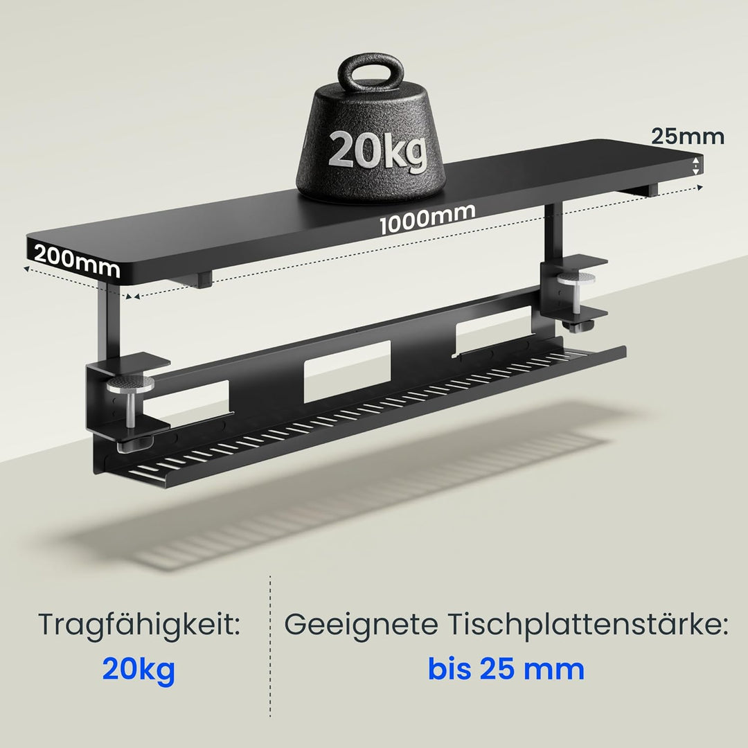 FlexiSpot Monitorerhöhung mit Kabelmanagement, Schreibtisch Aufsatz, klemmbare Schreibtischablage, S