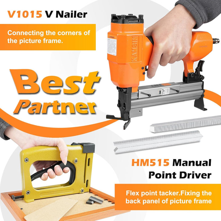 V1015 30-Gauge V-Nagler (5/16"-19/32"/7-15mm) - Professioneller pneumatischer Bilderrahmen-Nagler fü