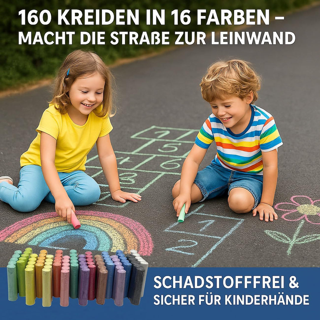 Kinder Strassenmalkreide: 160 Strassenmalkreiden, abwaschbar, schadstofffrei (Malkreide für Kinder,
