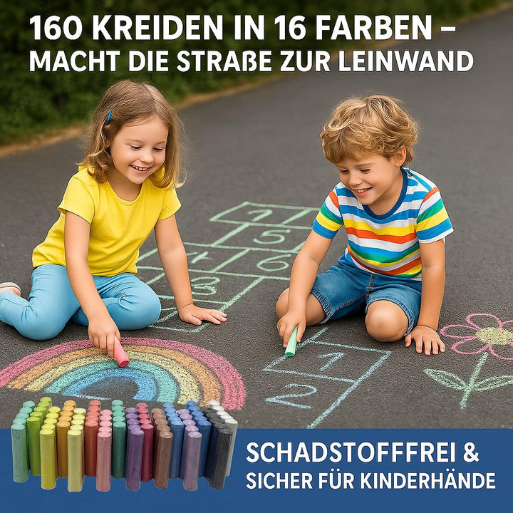 Kinder Strassenmalkreide: 160 Strassenmalkreiden, abwaschbar, schadstofffrei (Malkreide für Kinder,