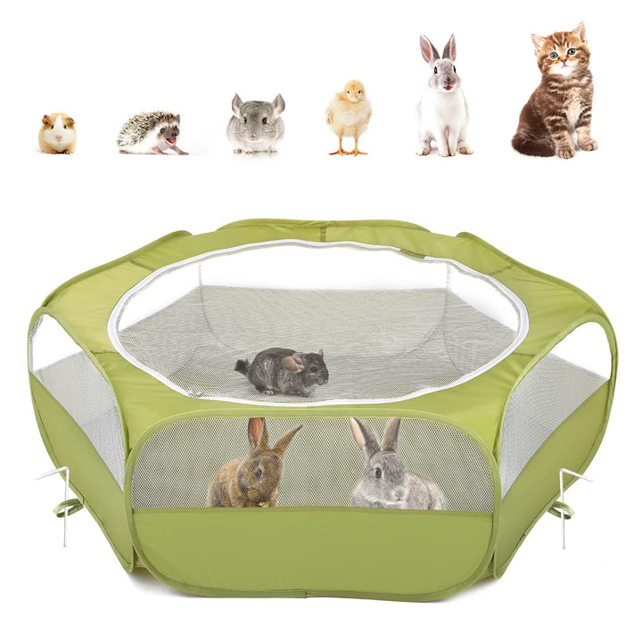 Pawaboo Kleintiere Freigehege, Wasserdicht Faltbar Kaninchen Freilaufgehege für Hasen Hühner Kätzche