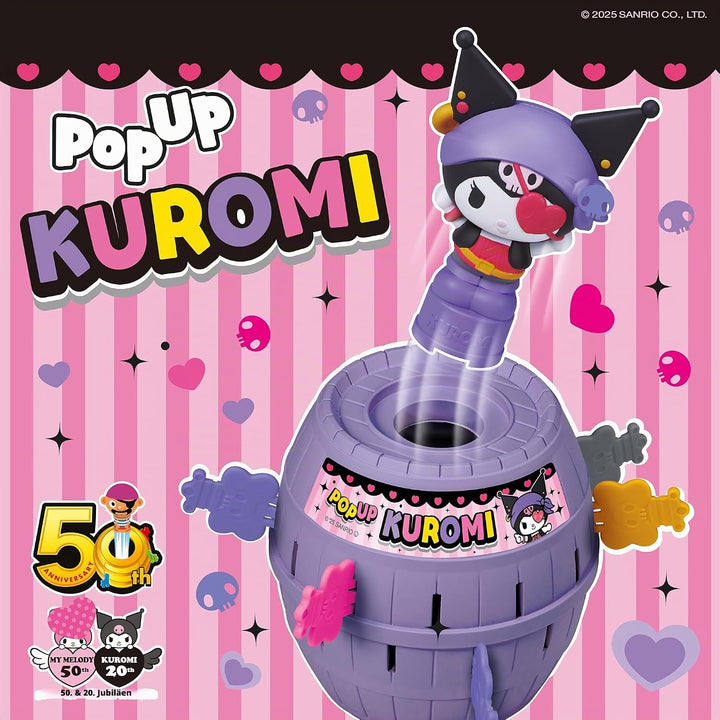 TOMY Pop Up Kuromi Spiel, Actionspiel für Kinder, 2-4 Spieler, Ab 4 Jahren, Lustiges Familienspiel,