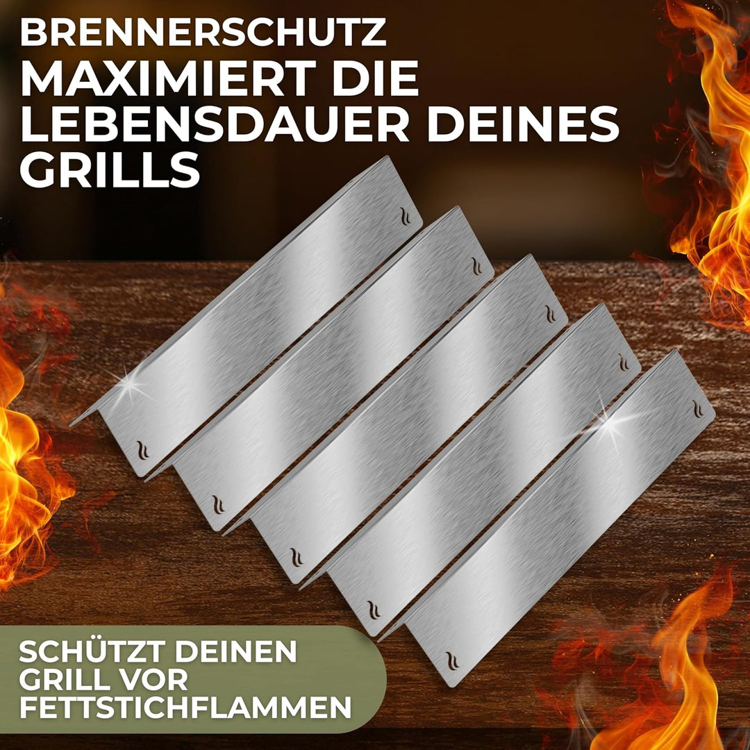 Aromaschienen & Brennerabdeckung für Weber Spirit 310/320/330 ab 2013 | Edelstahl 5er Set – passend