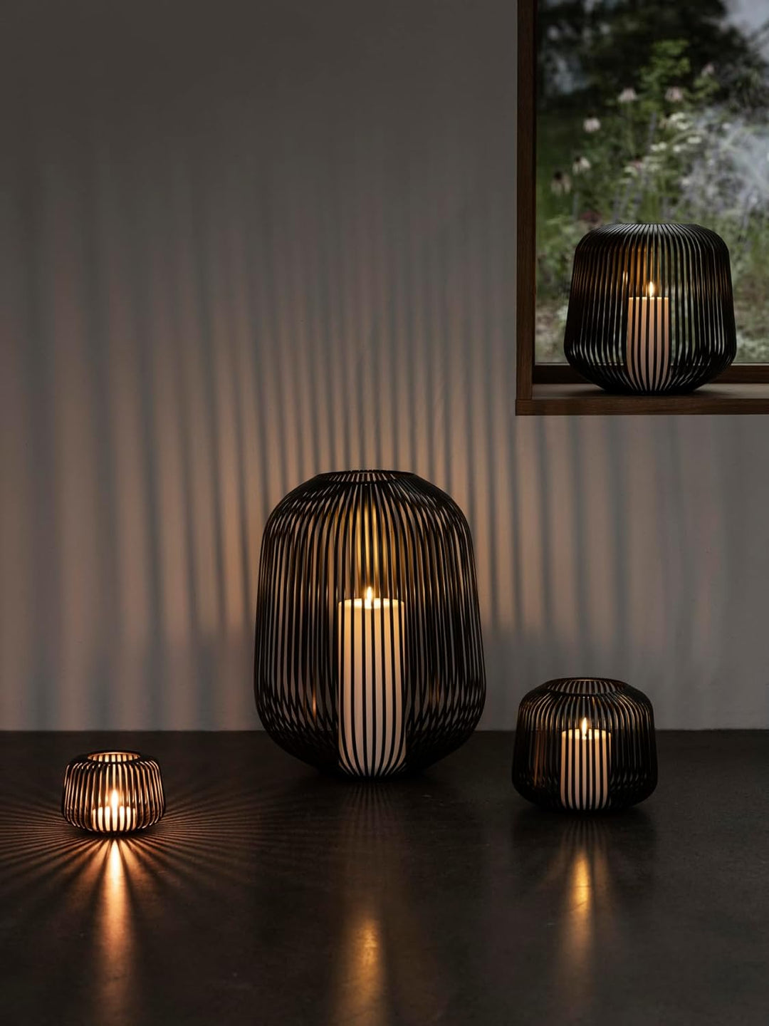 blomus Laterne -LITO- Farbe Schwarz Kerzenhalter Windlicht (M) 28 x 28 x 27cm (65932), M