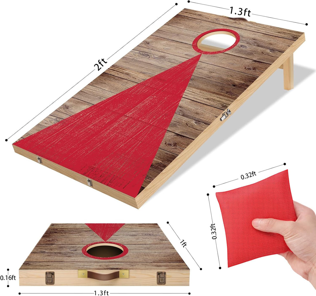 NZQXJXZ Cornhole Spiel Outdoor, 60 x 40 cm Massivholz Premium Corn Hole Boards mit 6 Cornhole Säckch