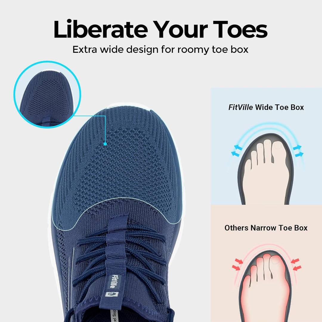 FitVille Extra Weit Laufschuhe Herren Gedämpft Joggingschuhe Helle Sohle Strassenlaufschuhe Atmungsa