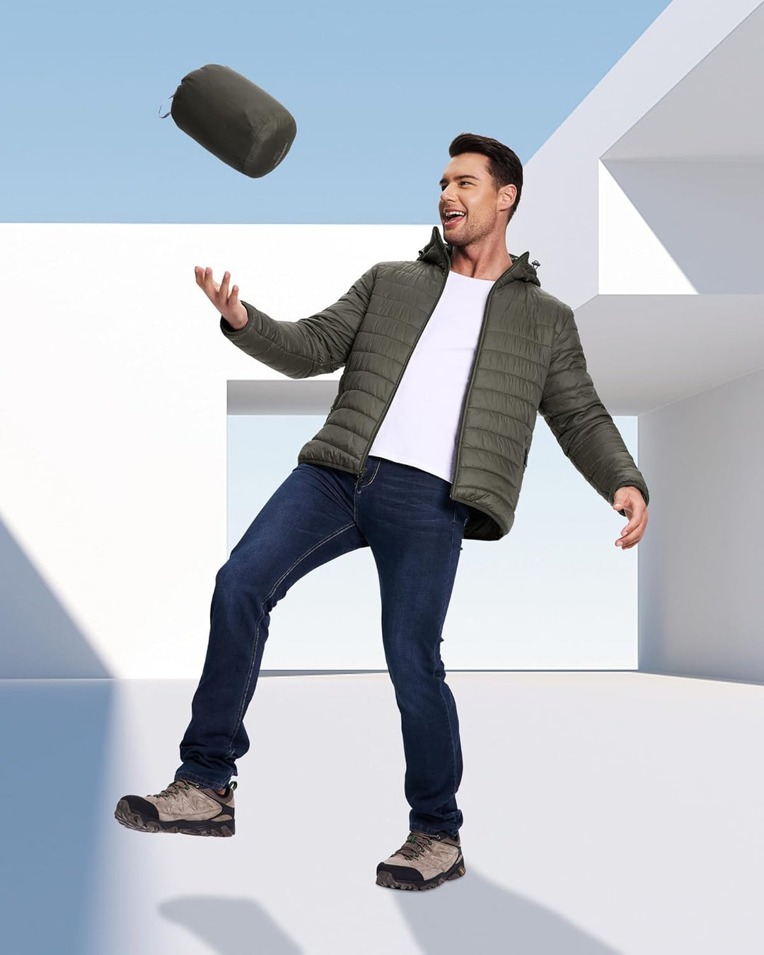 33,000ft Herren Leichte Steppjacke Outdoor Wasserbeständige Übergangsjacke Warme Winterjacke für Män