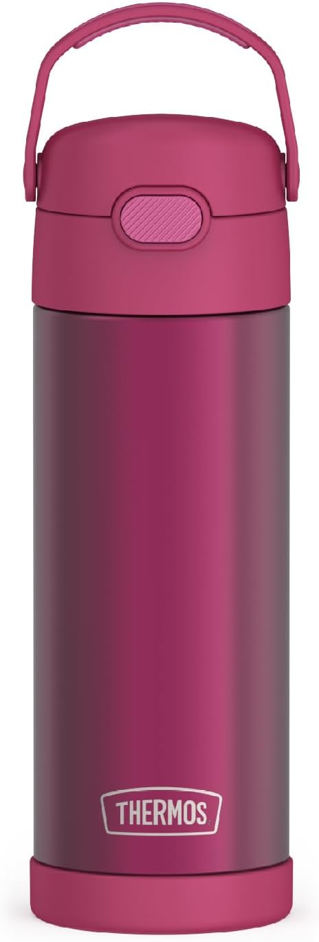 THERMOS Funtainer Edelstahl-Vakuum-Isolierflasche mit breitem Ausgiessdeckel, 473 ml, Rosenholz Pali