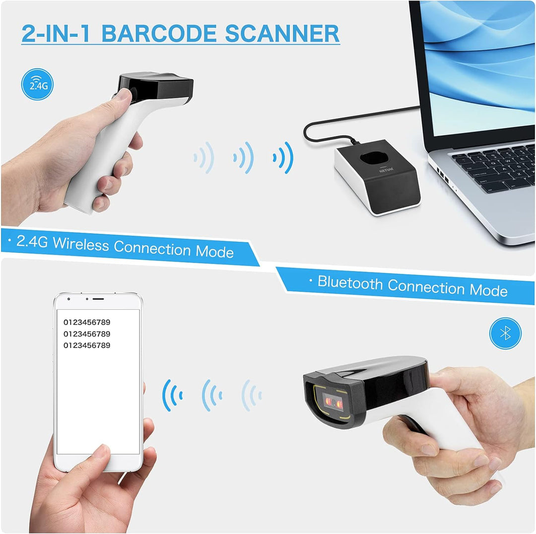 NETUM DS5000 Bluetooth 1D Barcode Scanner, Freisprech-CCD-Barcode-Leser mit Ständer und integriertem