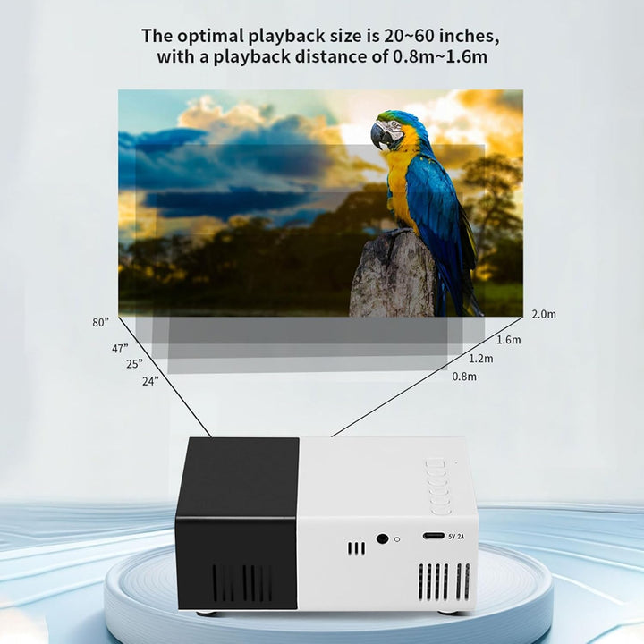 Projector, 1080p HD Tragbarer Filmprojektor, Smart Home Projector mit HDMI, USB, 3.5 Sound -Schnitts