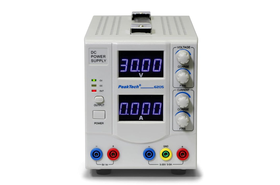 PeakTech Digtial Labornetzteil - Labornetzgerät 0-30V / 0-5A DC, stabilisiert, linear regelbar, 1 St