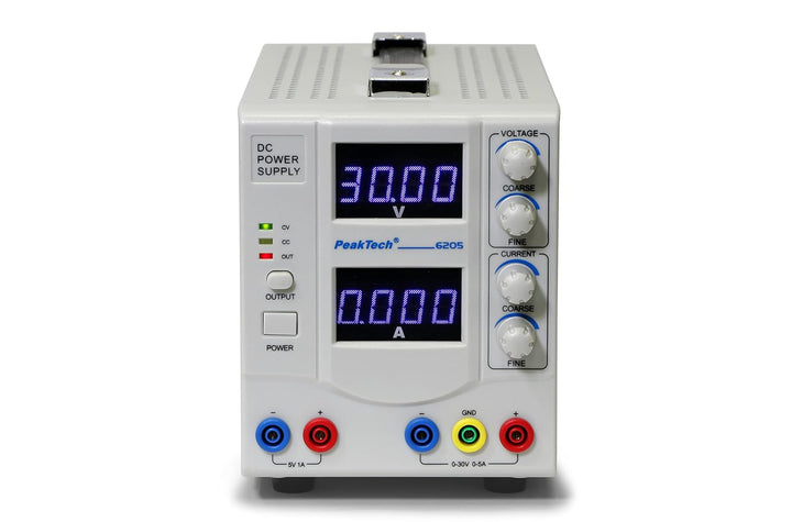 PeakTech Digtial Labornetzteil - Labornetzgerät 0-30V / 0-5A DC, stabilisiert, linear regelbar, 1 St