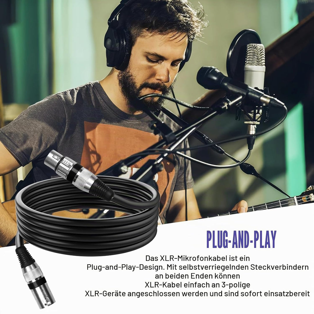 10 Pack XLR Kabel, 1m Mikrofonkabel XLR-Kabel, DMX Kabel, 3-Pin Mikrofon XLR Signal Cable Connection