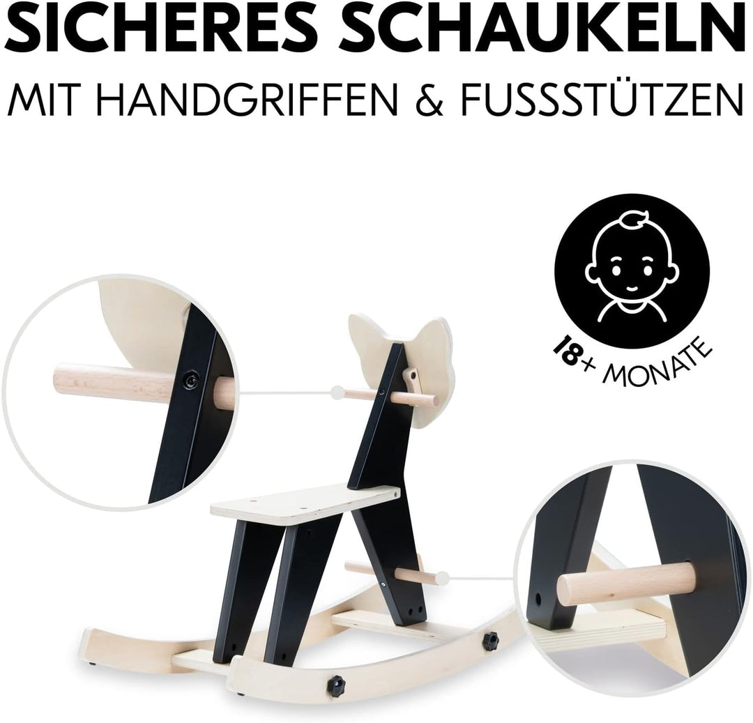 hauck Schaukeltier für Kleinkinder Rock N Swing ab 18 Monate bis 50 kg, Schaukelpferd Holz (FSC® Zer