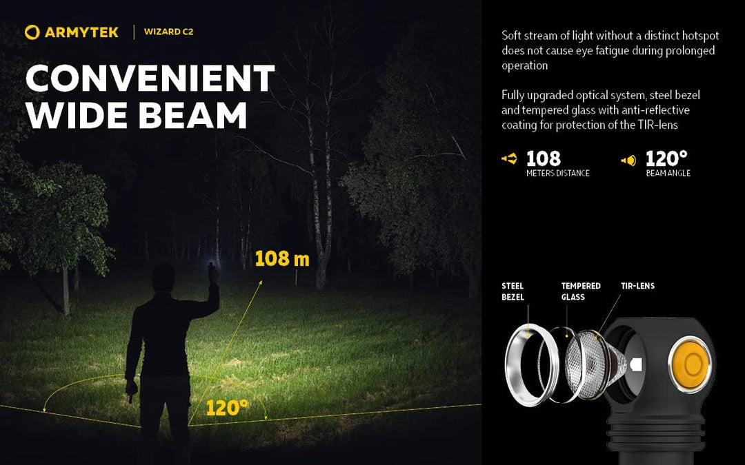 Armytek Neu Stirnlampe Wizard C2 v4 Warmweiss 1120 Lumen LED Taschenlampe Magnet USB Aufladbarer