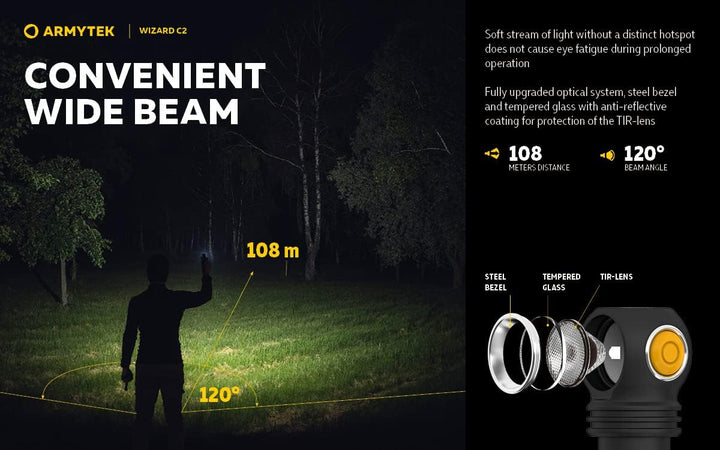 Armytek Neu Stirnlampe Wizard C2 v4 Warmweiss 1120 Lumen LED Taschenlampe Magnet USB Aufladbarer