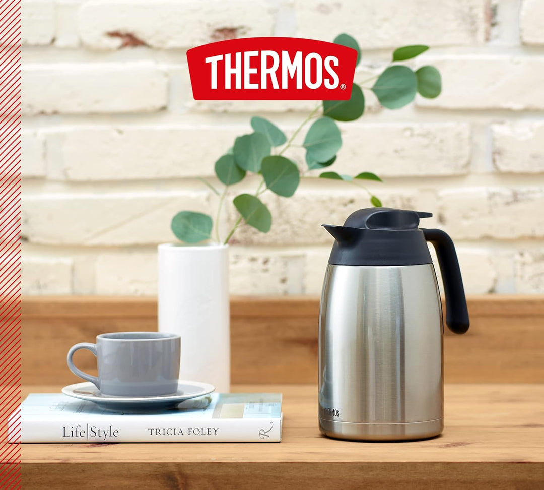 THERMOS THV 1,50l, steel, Thermoskanne 1,5l aus Edelstahl, 12 h heiss / 24 h kalt, absolut dicht, gr