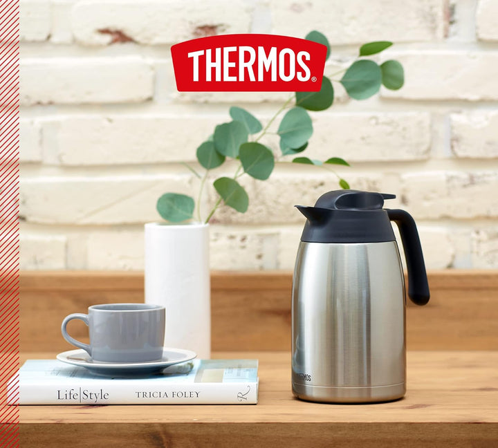 THERMOS THV 1,50l, steel, Thermoskanne 1,5l aus Edelstahl, 12 h heiss / 24 h kalt, absolut dicht, gr