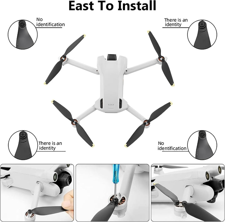 Bocguy 16 Pcs Drohne Mini 3/4 Pro Propeller, Propeller für Mini 3/4 Pro Zubehör Drohnenersatz mit 24