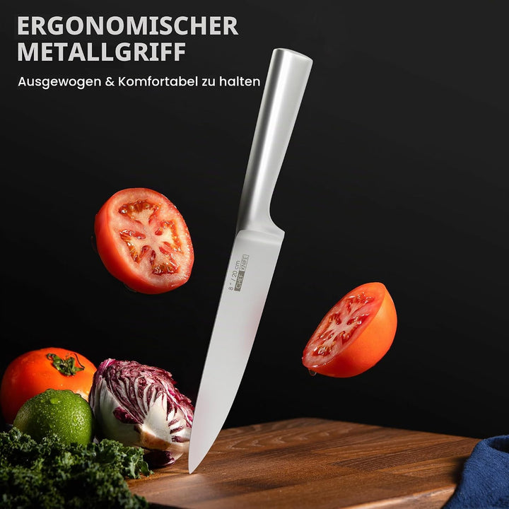HUIKAILI Messer Set 5-TLG, Profi Küchenmesser Set aus Edelstahl, Scharfes, Rutschfester, Gefrosteter