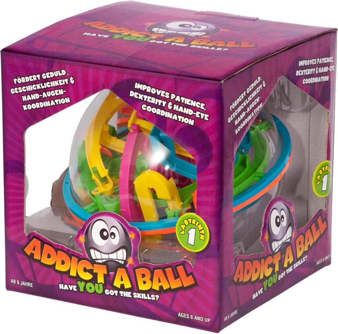 ADDICTABALL - 3D Kugellabyrinth 20 cm, 3D Puzzle Ball mit 138 Etappen, Kugelspiel, Geschicklichkeit