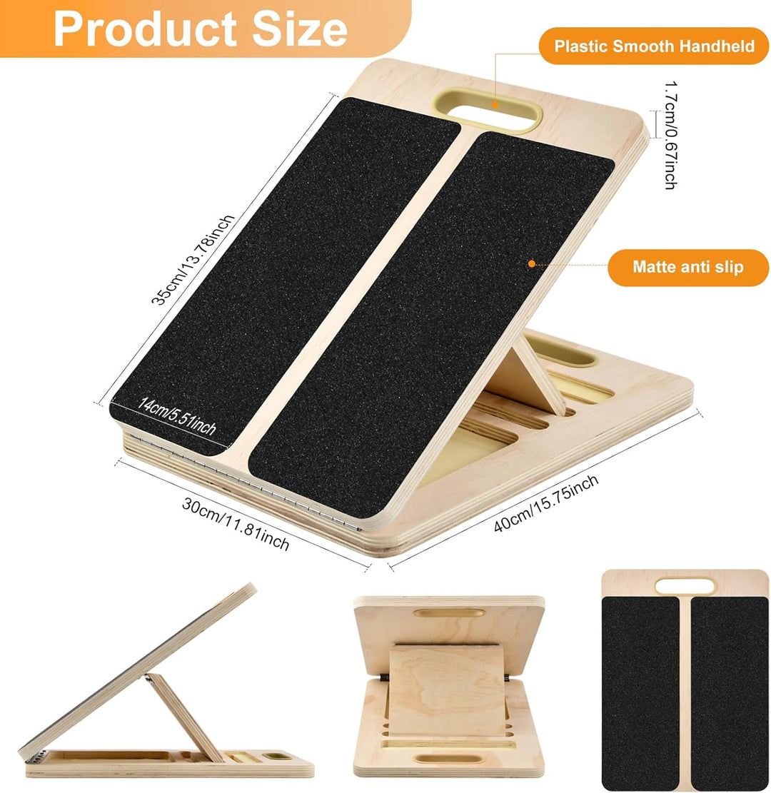 Portable Wooden Slant Board, Balance Board aus Holz für Waden-Stretching & Physiotherapie, Einstellb