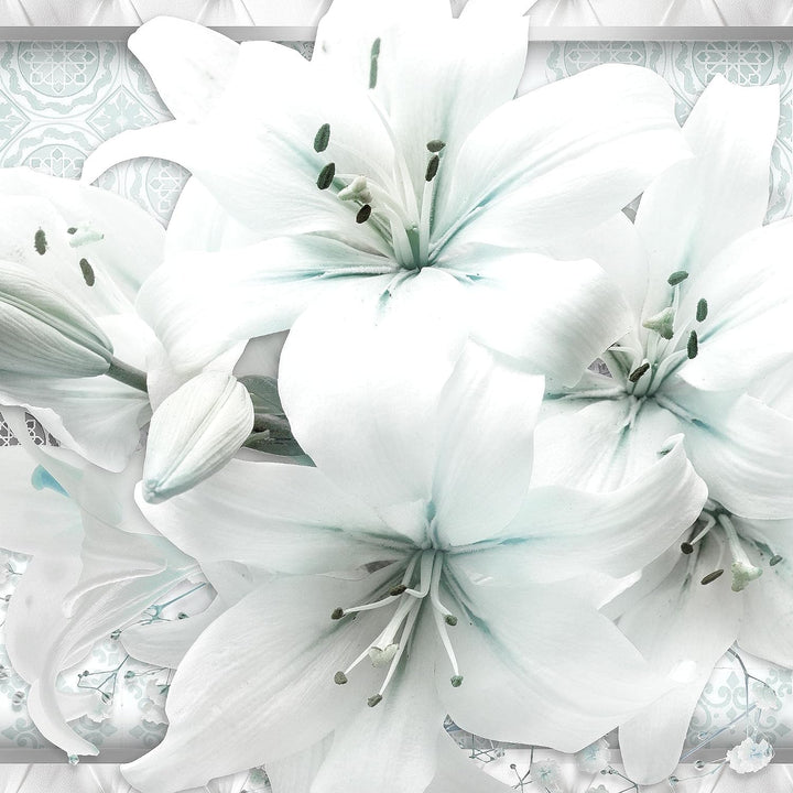 Runa Art Wandbilder Blumen Lilien 5 Teilig Bild auf Vlies Leinwand Deko Wohnzimmer Abstrakt Grau Tür