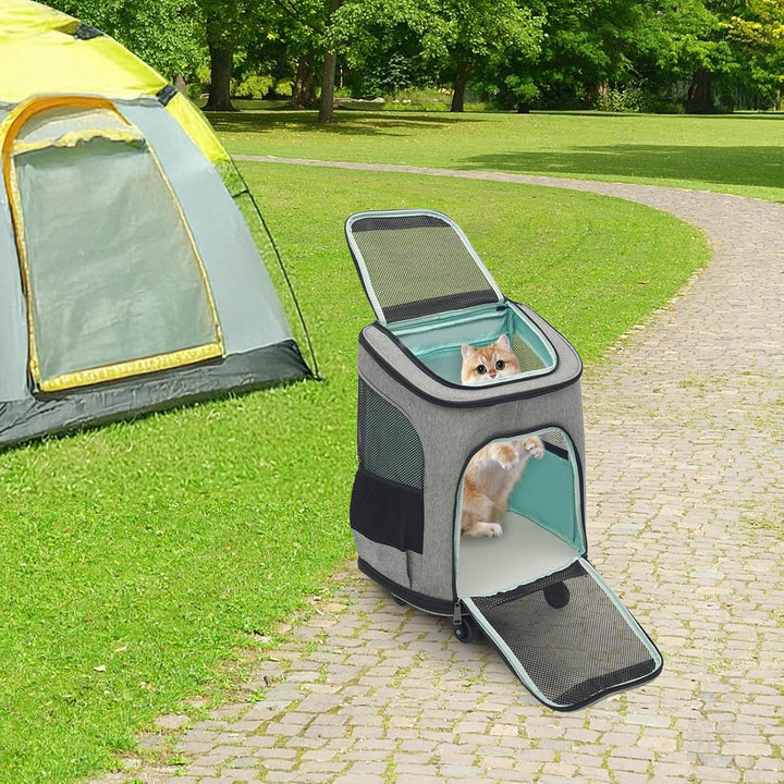 Hundetransportbox mit Rollen,Faltbarer Transportbox,Katzenrucksack mit Teleskopgriff,Transportboxen