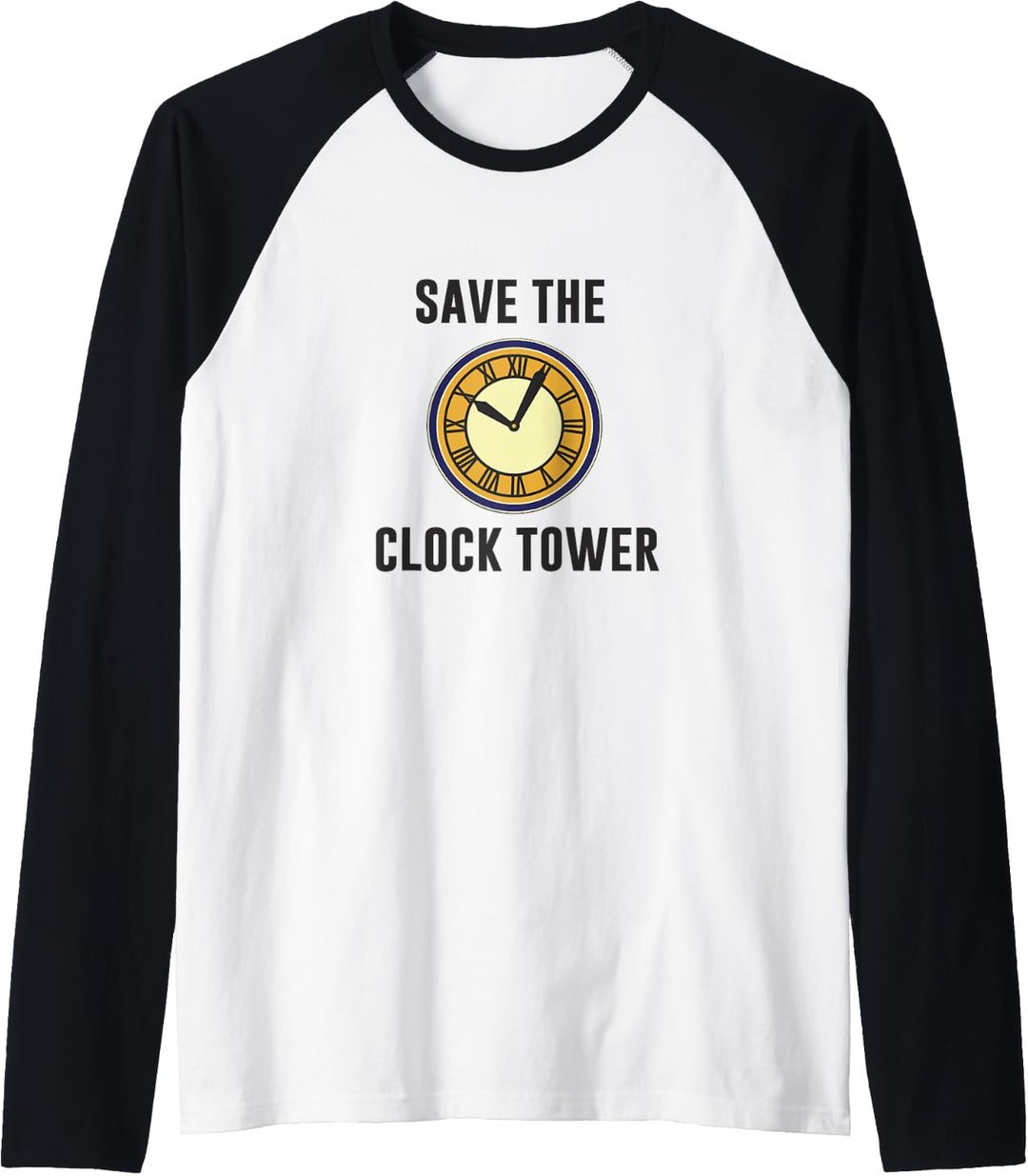 Back To The Future Save The Clock Tower Text Raglan