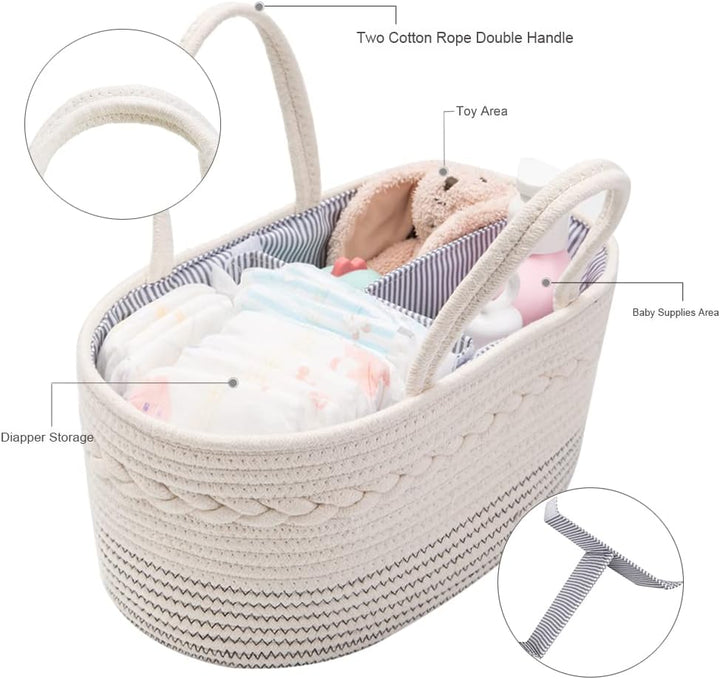 Baby Windel Caddy Organizer，Multifunktionale Aufbewahrungsbox für Windeln， mit wechselbaren Fächern,