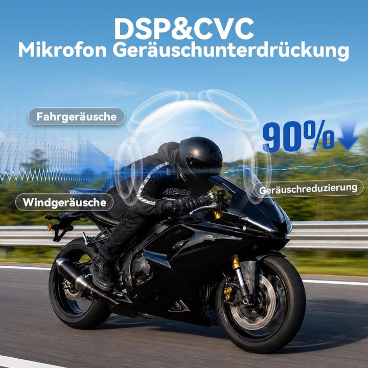 X2 Motorrad Intercom Bluetooth 5.4, 1000m Kommunikation für 2 Fahrer | Helm Headset, Dual-Chip Bluet