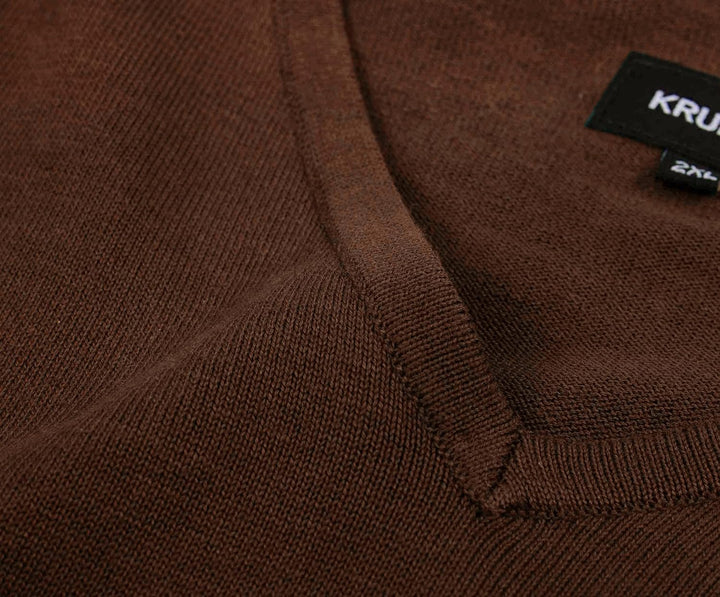 Krumba Herren Baumwolle Übergross V-Ausschnitt Klassik Pullover 3XL Chocolate, 3XL Chocolate