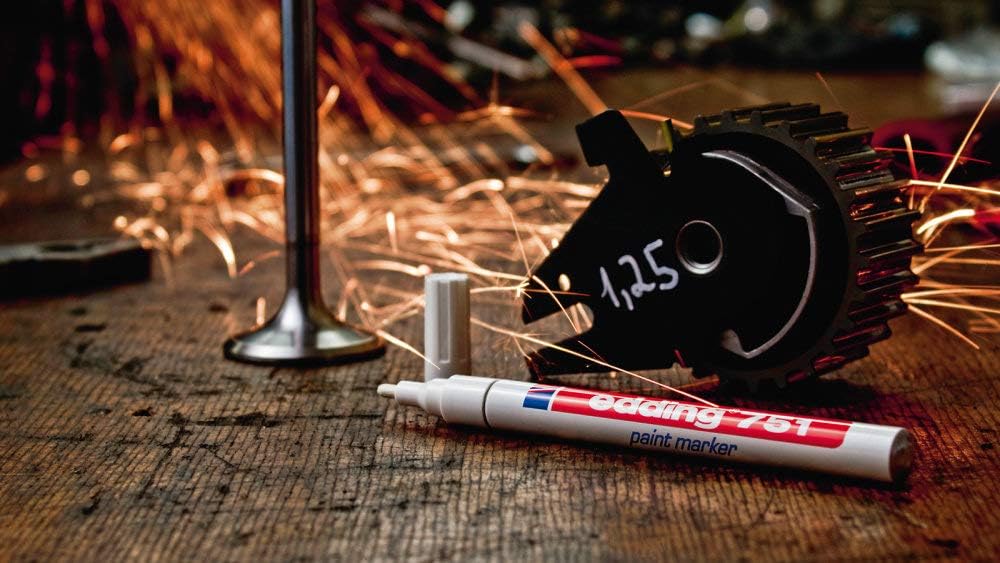 edding 751 Lackmarker - rot - 10 Stifte - Rundspitze 1-2 mm - Lackstift zur Markierung und Beschrift