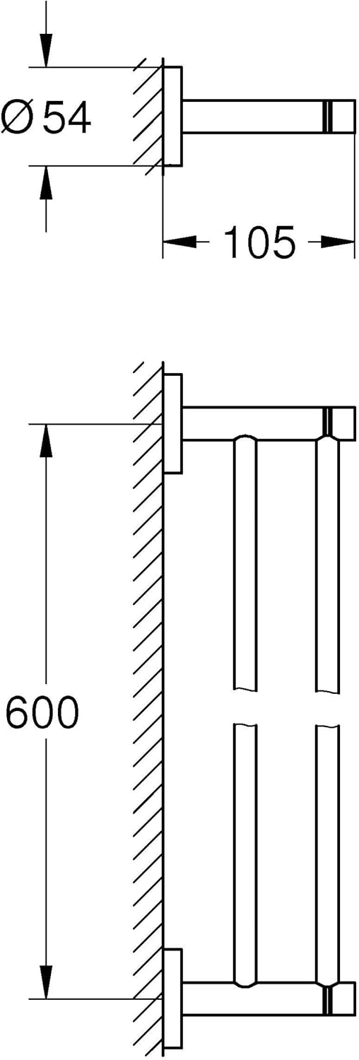 GROHE Start, Doppel-Handtuchhalter (für 2 grosse Handtücher, 65cm breit, Bohrabstand 60cm, inkl. Düb