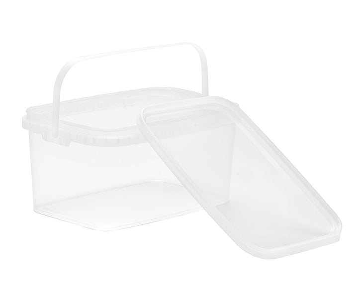 Eimer mit Deckel 3l, Eimer rechteckig, Plastikeimer transparent, lebensmittelecht, 3 Stück 3L - 3 St