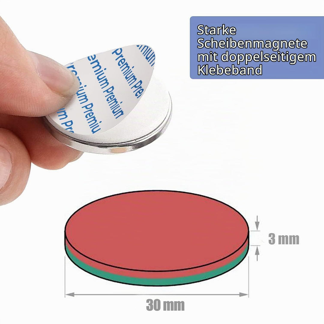 20 Stück 30 x 3 mm Magnete Stark, 8 kg ziehen Starke Magnet, Neodym Magnet, Magnete Selbstklebend St