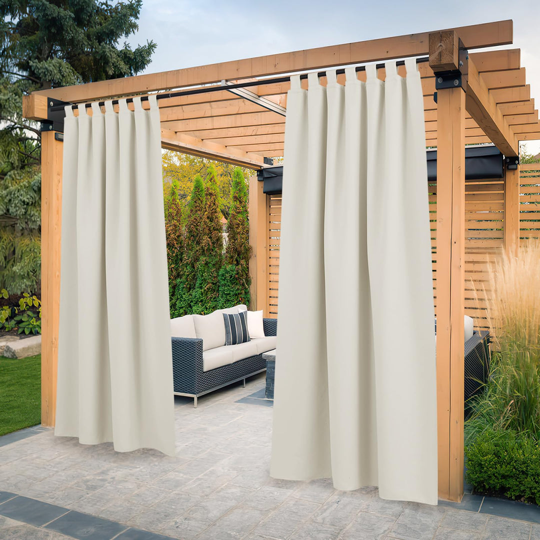 PONY DANCE Outdoor Vorhang Wetterfest 2er Set H 243 x B 132 cm Outdoor Gardinen Wasserdicht Outdoorv
