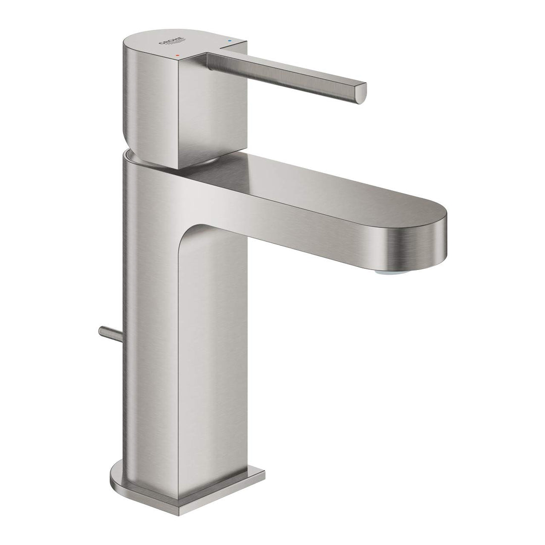GROHE Plus | Badarmatur- Einhand-Waschtischbatterie | mit Zugstangen- Ablaufgarnitur | supersteel |