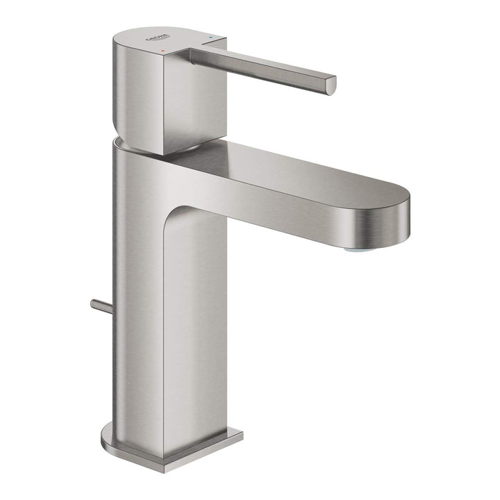 GROHE Plus | Badarmatur- Einhand-Waschtischbatterie | mit Zugstangen- Ablaufgarnitur | supersteel |