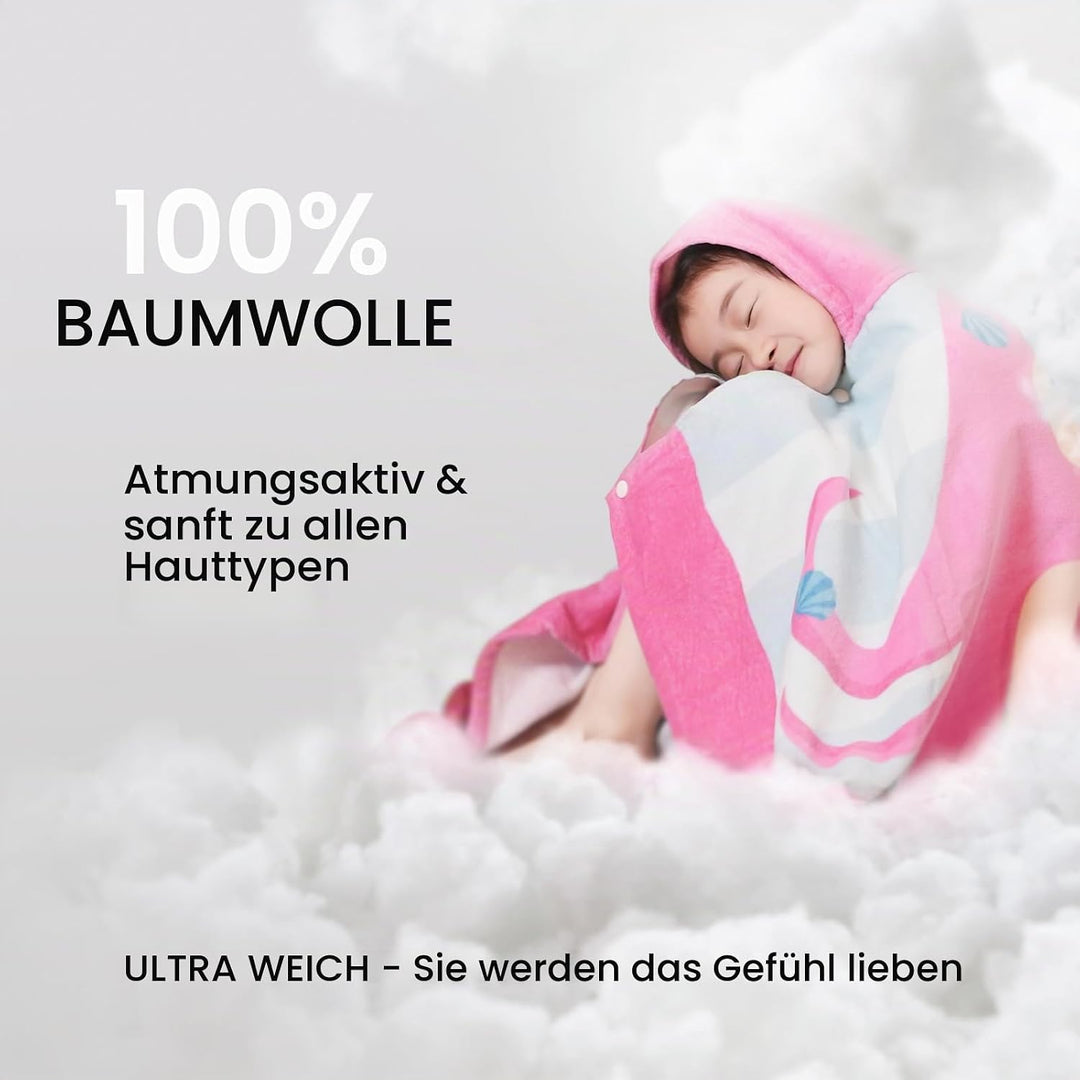 BANGSAUR Kinder-Badetuch mit Kapuze, 100% Baumwolle, 127x 76cm Wickel, Kinder, Kleinkinder, Mädchen,