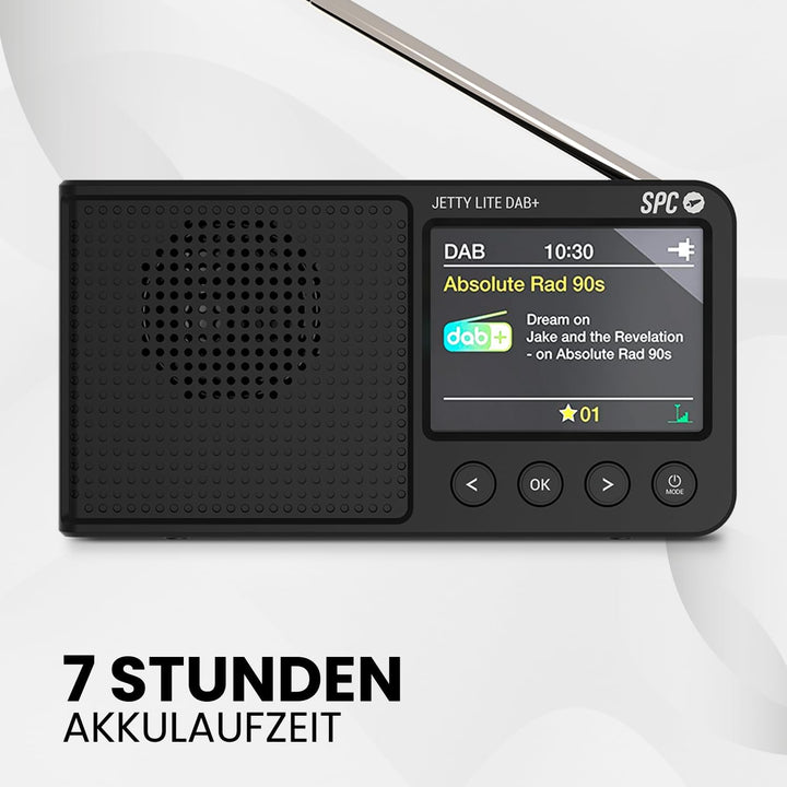 SPC Jetty Lite DAB+ | Tragbares Radio mit DAB+/UKW RDS | 80 Speicherplätze | 2,4" TFT-Farbdisplay |